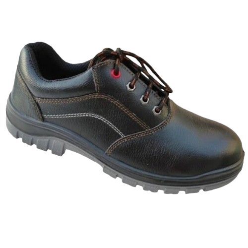 Dd Leather Safety Shoes - Leather, Black | Shock Absorption, Heat Resistant, Puncture Proof, Anti Skid, Safety Compliant