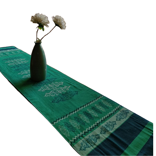 Cotton Canvas Digital Print Dinning Table Runner - Color: Basic Green And Multiple Color Design