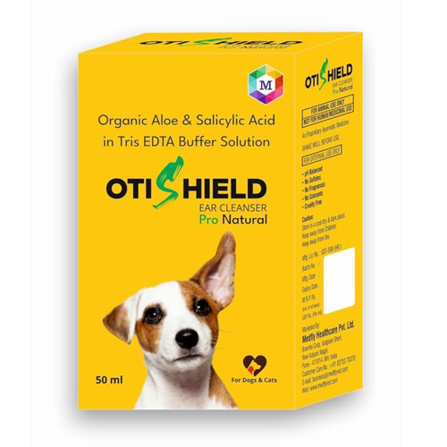 Otishield Ear Cleanser Veterinary Medicine - 50ml Bottle, Herbal Liquid | For Cats And Dogs, 18 Months Shelf Life, Store In Dry Place