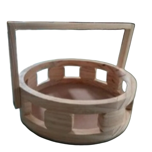 Rounded Wooden Hamper Basket