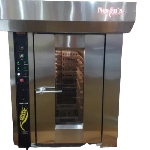 64 Trays Rotary Rack Bakery Oven - Stainless Steel, Large, Silver | Fully Automatic, Diesel Powered