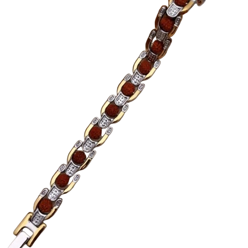 Rudraksh Bracelet - Rudraksha & Metal, Standard Size, Golden Silver Red | Elegant Shape, Lightweight, Tarnish Resistant