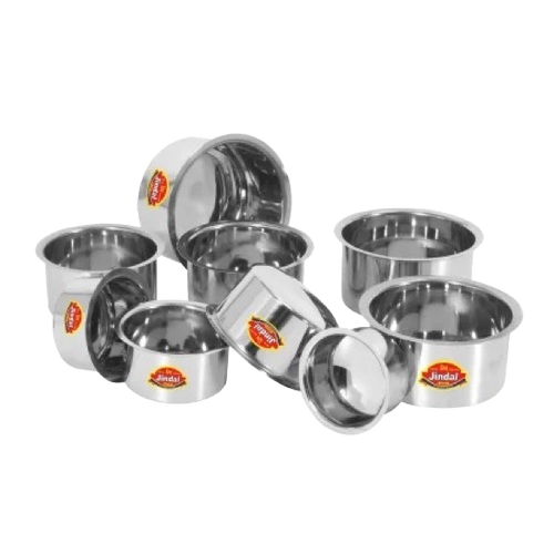 Stainless Steel Round Bottom Tope - 1000 mL, Set of 5, Silver Metal | Good Quality, Custom Size, Kitchen Use