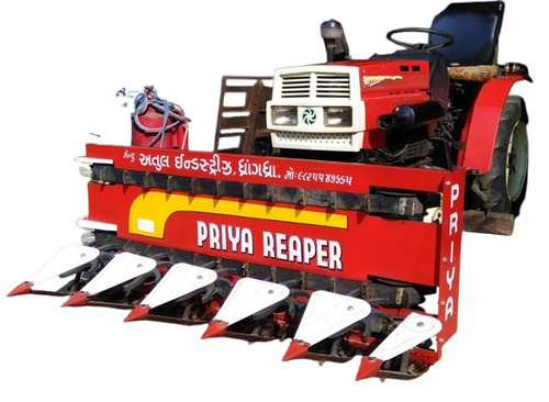 Tractor Mounted Reaper - Metal, Red, Adjustable Height | Durable, Fuel Efficient, Wide Cutting, Easy Operation