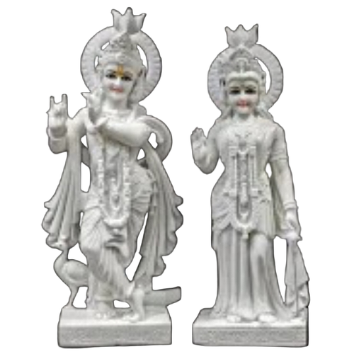 Radha Krishna Marble Statue - 3 Feet White Marble, Smooth Finish | Handcrafted, Durable, Intricate Carvings
