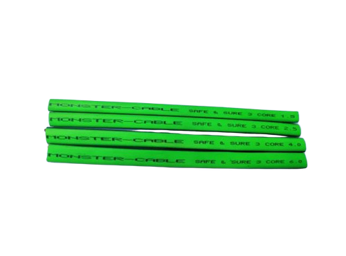 3 Core Submersible Flat Cable - Copper PVC, Standard Size, Green | High Voltage, Shock Heat Flame Resistant, Flexible, Hydraulic Compatible