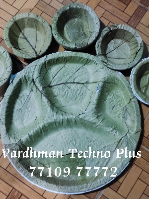 Disposable Plate Making Machine - Harden Steel 14 Inch Blue PLC Control 3000 Pcs/hr 2 HP Single Phase