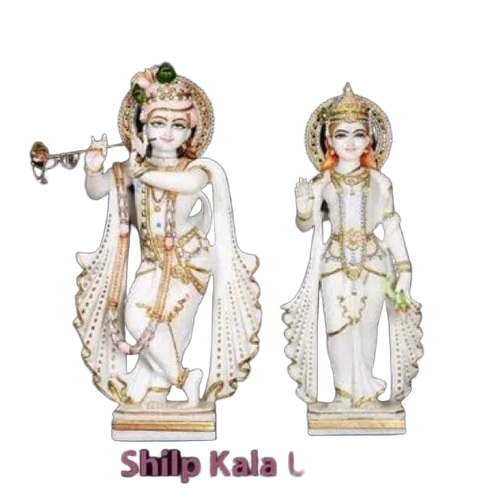 Marble Radha Krishna Statue - Color: Multicolor