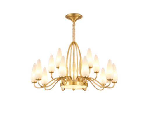 Matt Gold Finish Glass Chandelier