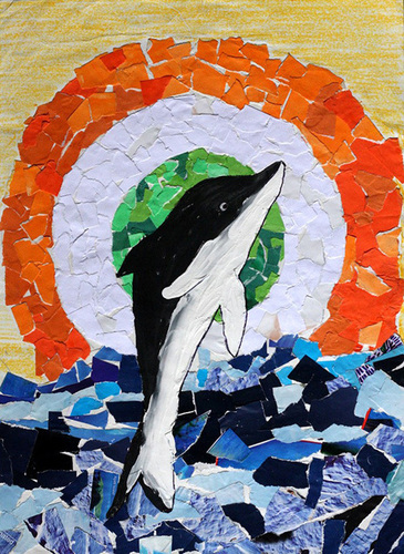 Dolphin Hand Painting Colours Of National Symbols 2017 B 306 - Color: Multicolor
