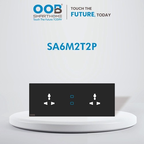 Nubee Home Automation Touch Switch Sapphire Series Sa6M2T2P - Color: Black & White