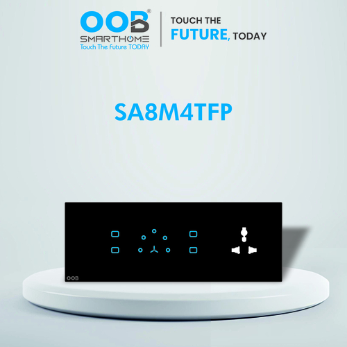 Nubee Home Automation Touch Switch Sapphire Series Sa8M4Tfp - Color: Black And White