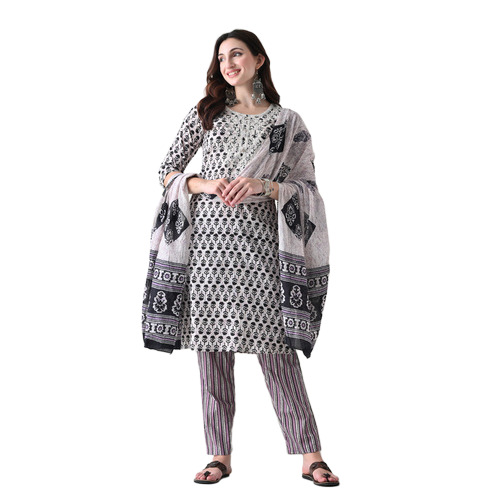 Cotton Kurti Pant Set With Duppatta - Color: Multi Color