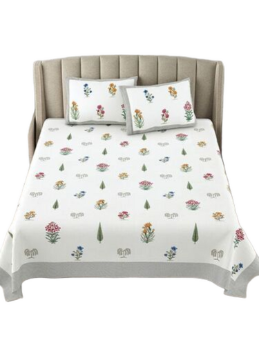 Cotton Double Bed Sheets - Color: White