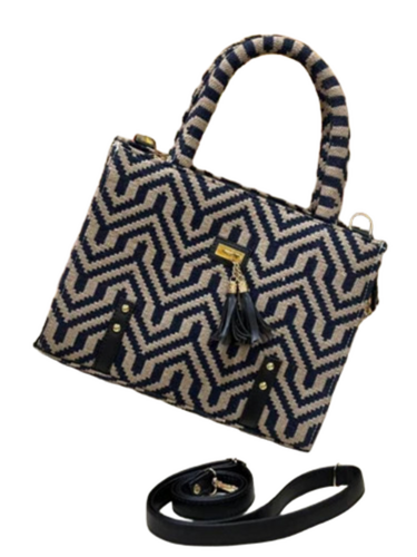 Blue Color Jacquard Tote Ladies Handbag - Color: Multicolor (Customizable)