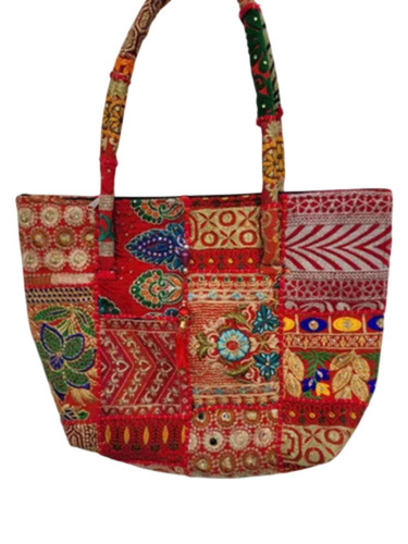 Handmade Embroidered Banjara Style Kambadiya Work Shoulder Bags (Red) - Color: Assorted