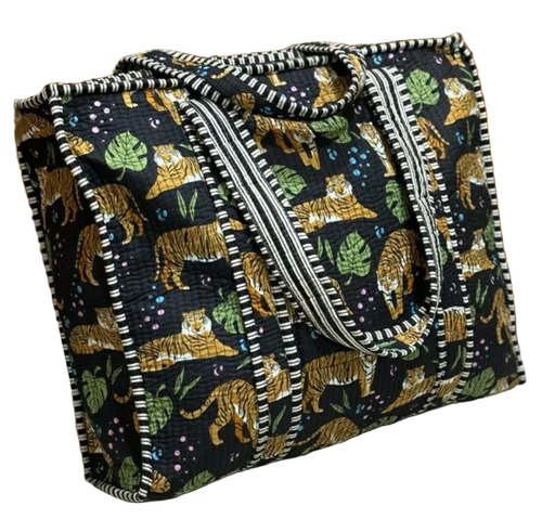 Tiger Printed Jacquard Tote Ladies Handbag - Color: Multicolor (Customizable)