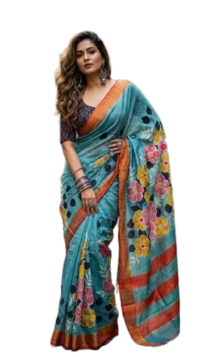 Zari Tussar Hand Painting Saree - Gender: Female