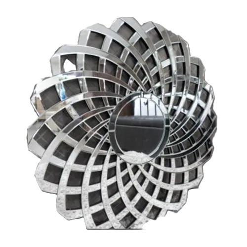 White Modern Round Decorative Mirror - Color: Grey