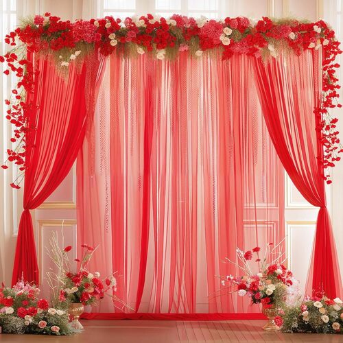 Red Traditional Backdrop Curtain - Design: Modern