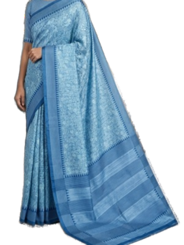 Ladies Printed Sarees - Color: Blue