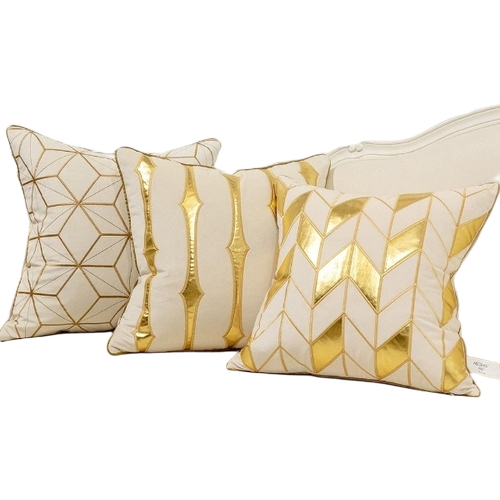 Cream Gold Geometric Cushion Cover