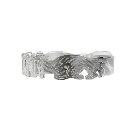 Mens Lion Design Cnc Cutting Name Pure Silver Kada 50Gm - Gender: Unisex