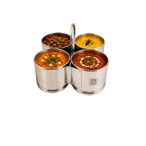 Stainless Steel Chaumukha Chougadha Vegetable Holder With Handle - Capacity: 6.600 Ltr