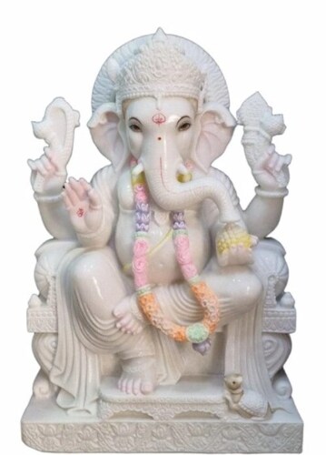 Makrana Marble Ganesh Ji Moorti - Color: White