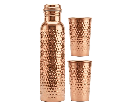 Pure Hammered Copper Water Bottle