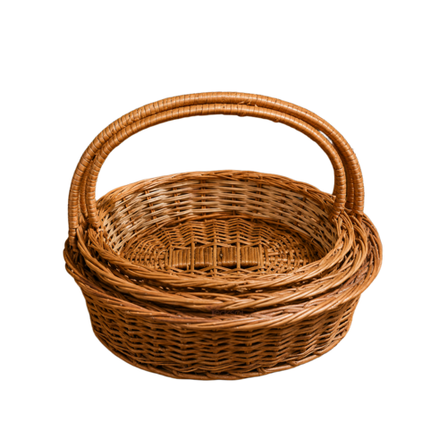 Tecksoi Handmade Willow Wicker Storage Basket - Shape: Round