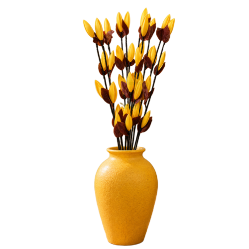Tecksoi Multiple Yellow Silk Lotus Buds Flower Sticks