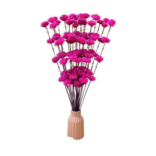 Tecksoi Pink Coco Belle with Golden Moti Sola Flower Sticks
