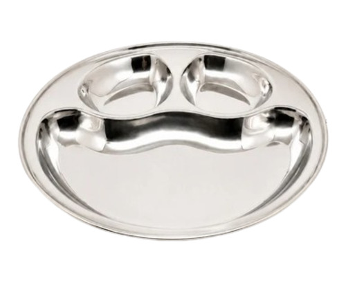 Stainless Steel Partition Plate 3 Compartment - 4 Pcs - Color: Silver