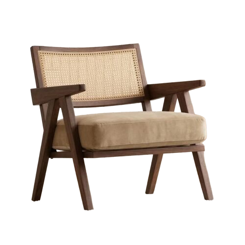 Ultra Soft Rattan Teak Wood Accent Arm Chair