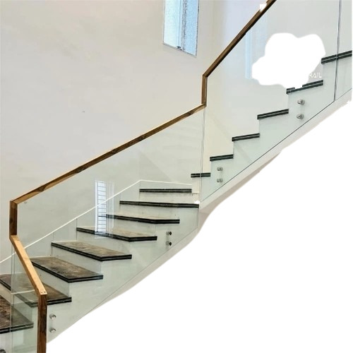12 Mm Stairgase Gold Pvd Glass Railing
