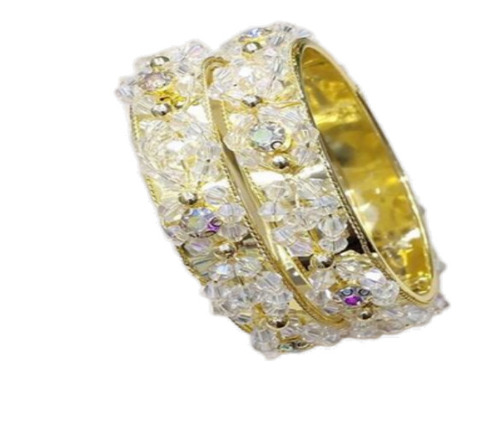 2pcs Bangles Glass Crystal In Big Rainbowstones For Women And Girls Pack Of 2