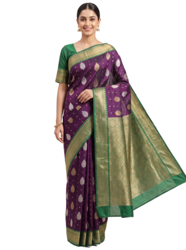 All-over Cotton Silk Zari Saree with Lattice Jaal Pallu for Wedding and Ceremonial Wear Wholesale