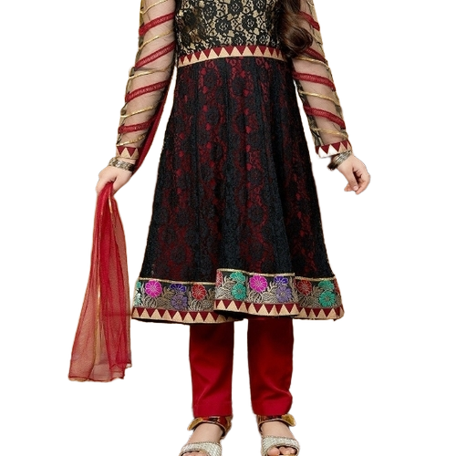 Red Cotton Kids Churidar Salwar Suits