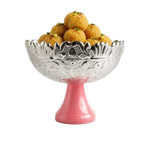 German Silver Decorative Fruit Serving Bowl With Pedestal Base - Application: Home