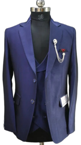 Royal Midnight Blue Self Shine Italian Men Suit