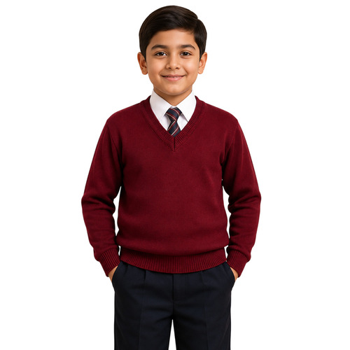 Boy'S Plain Full Sleeves School Sweater - Age Group: 16