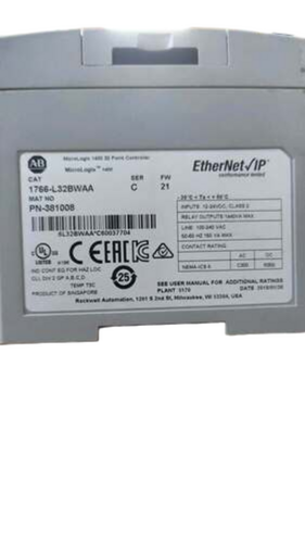 Allen-Bradley Micrologix 1400 Plc Controller 1766-L32Bwaa Ethernet/Ip 32-Point I/O 100-240V Ac - Material: Pn-381008