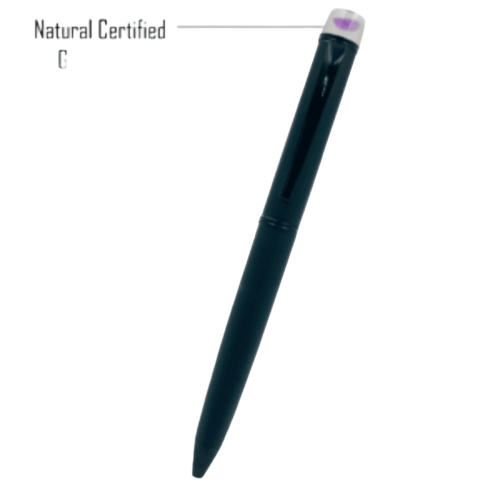 DIAMANTE A LA MODE Black Pen With Natural Certified Gemstone (AMETHYST)