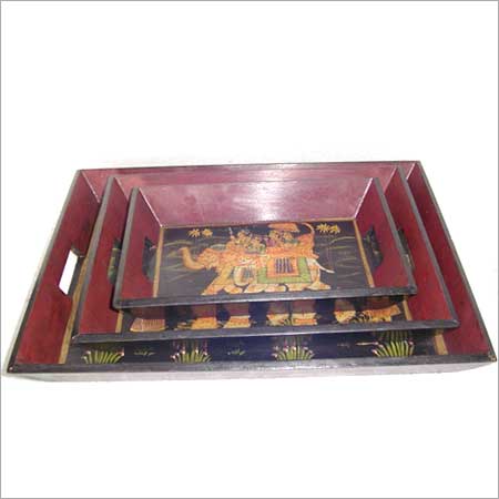 हाथ से पेंट किया हुआ ट्रे सेट
