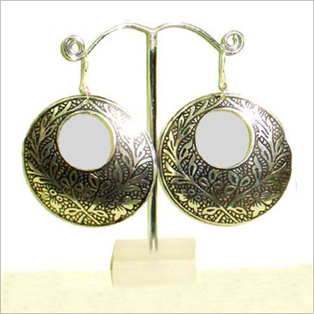 Designer Silver Round Shaped Earrings