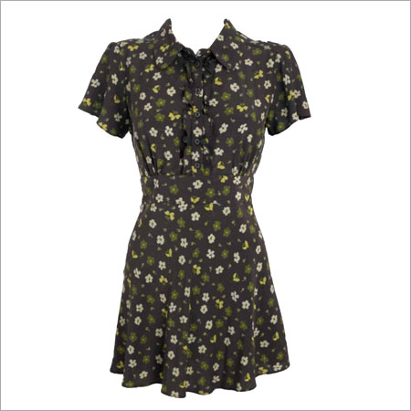 Green Brown Frill Front Gown