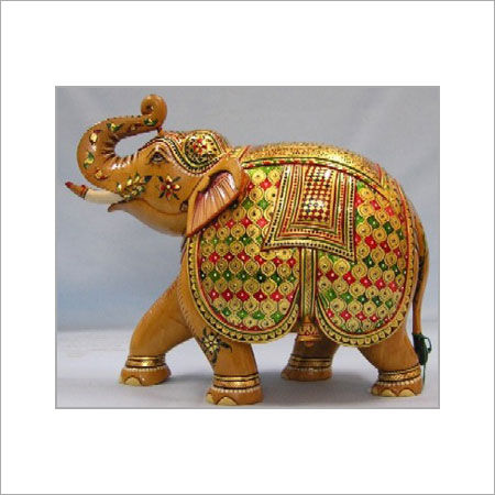  प्राकृतिक रंग से चित्रित हाथी की लकड़ी की मूर्ती