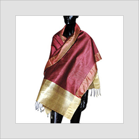 तसर कंट्रास्ट सिल्क स्टोल