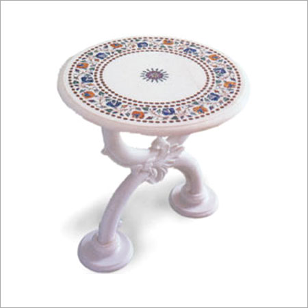 Round Shape Marble Table - Glossy Finish, Customized Thickness | White Polished Marble, Indoor Use